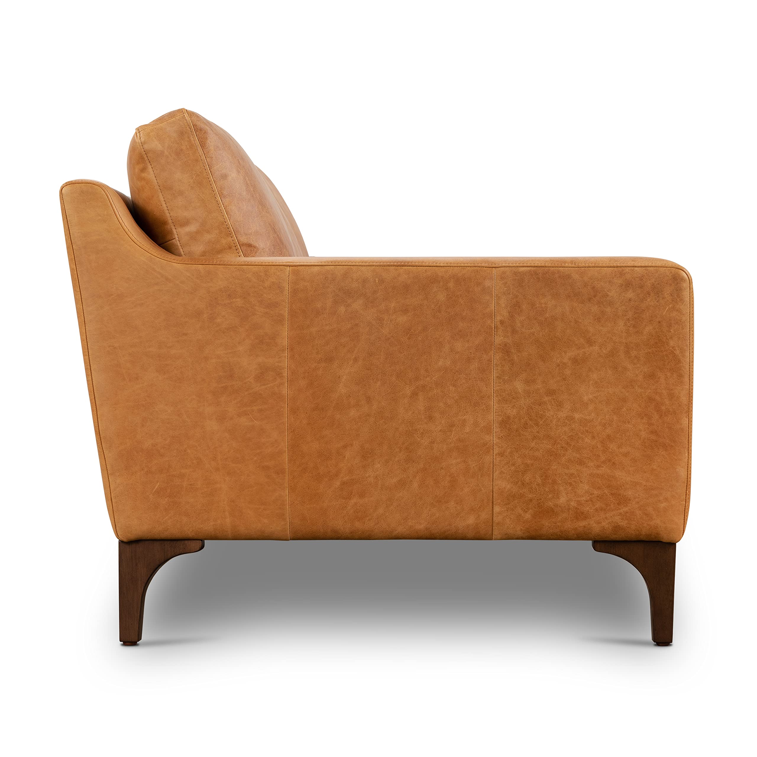 Sorrento Leather Couch – 86-Inch Leather Sofa with Tufted Back - Full Grain Leather Couch with Feather-Down