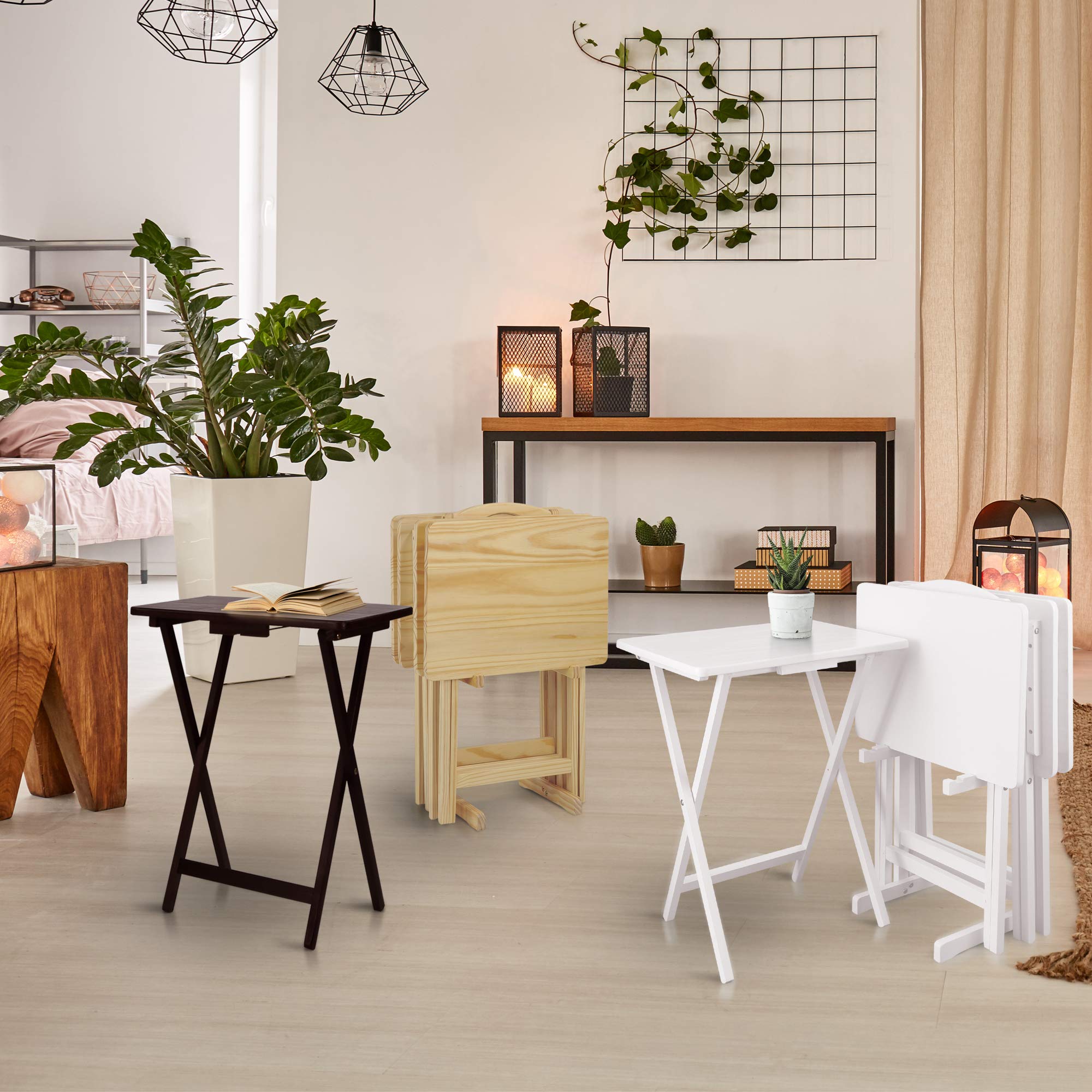 5 Piece Tray Table Set, Espresso