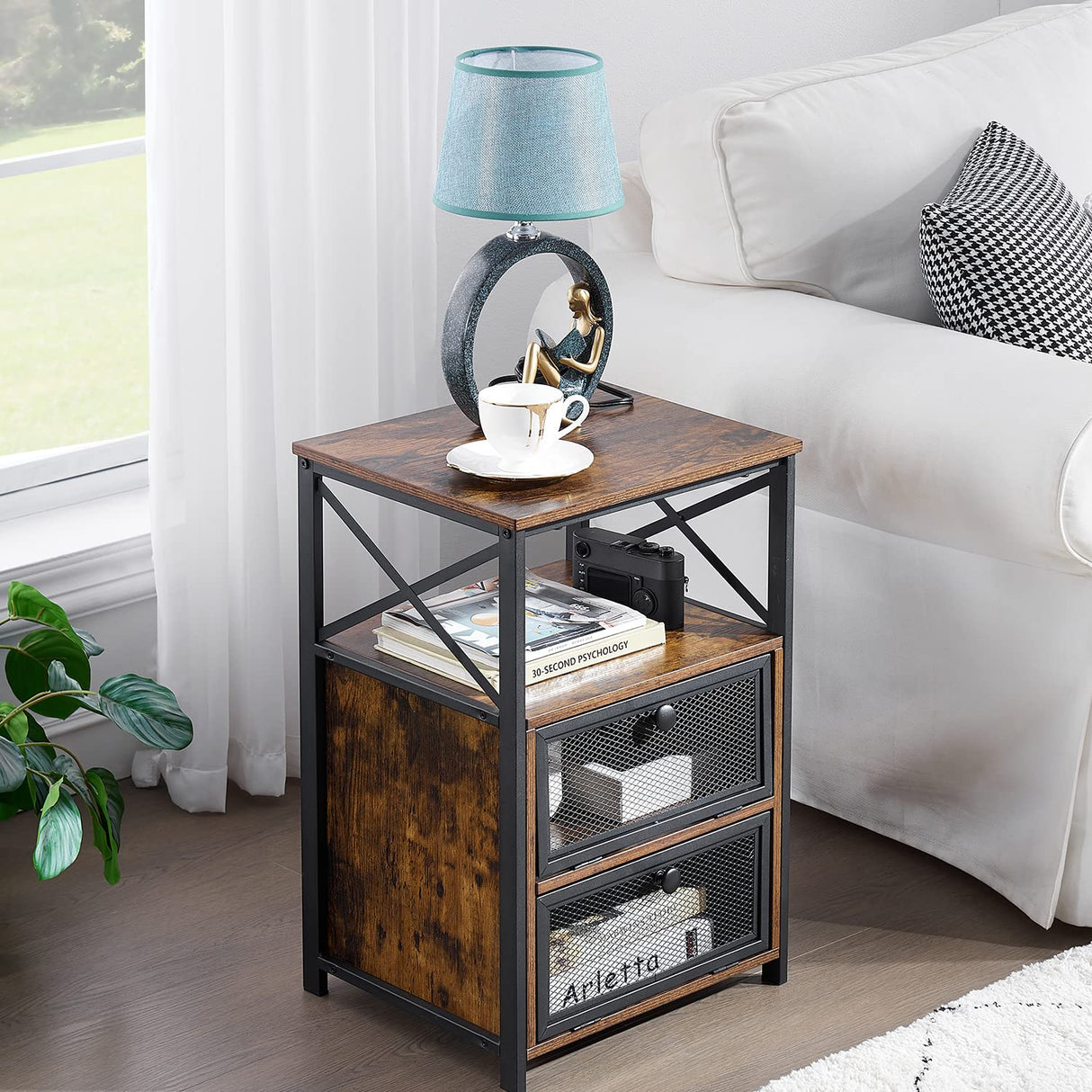 Nightstand Set of 2 with Drawer, Modern Night Stand