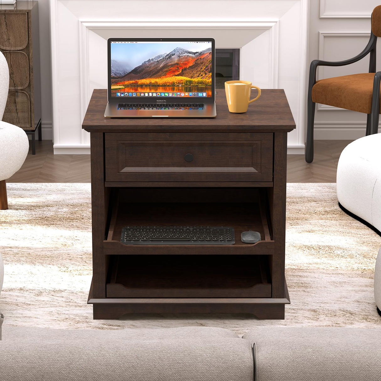 24" Large End Table with Charging Station