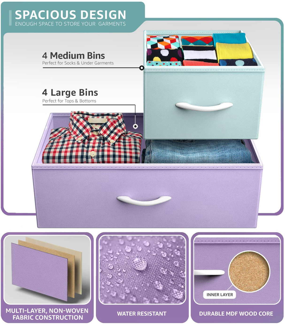 Dresser with 8 Drawers - Furniture Storage Chest for Kidās, Teens, Bedroom, Nursery,