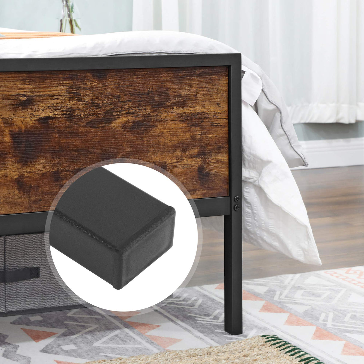 Queen Size Metal Bed Frame with Headboard, Footboard, No Box Spring Needed