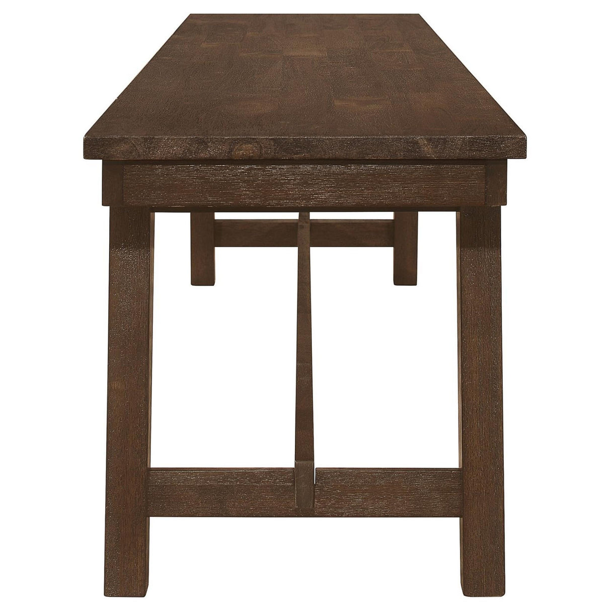 Wire Brushed Asian Hardwood Angled Block Legs Bench Brown