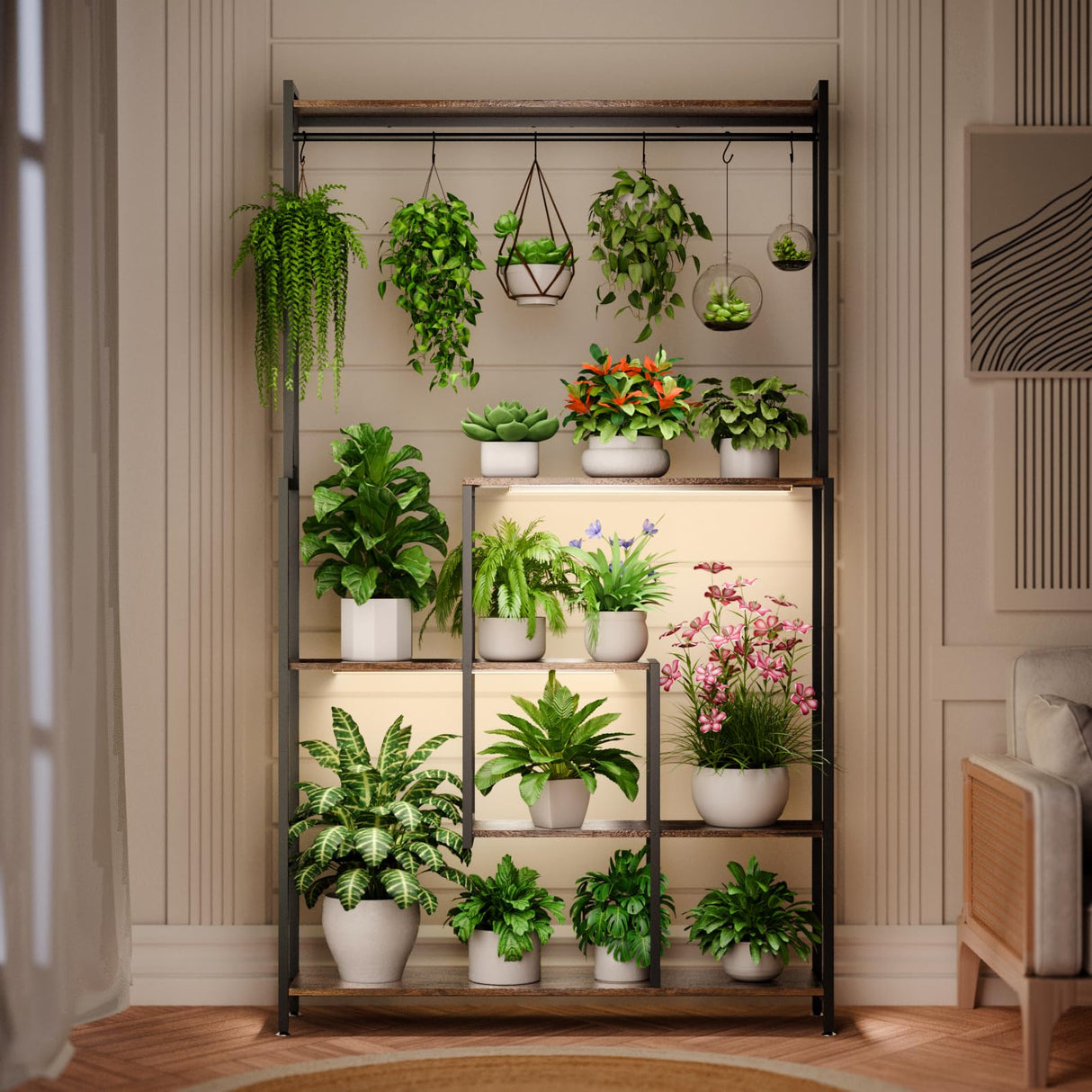 PlantMaster 72 – 5-Tier Metal Plant Stand with Grow Lights