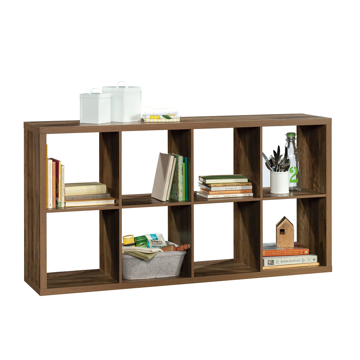 Miscellaneous 8-Cube Organizer Storage Bookcase/Pantry cabinets, L: 29.84" x W: 13.03" x H: 57.87", Rural Pine