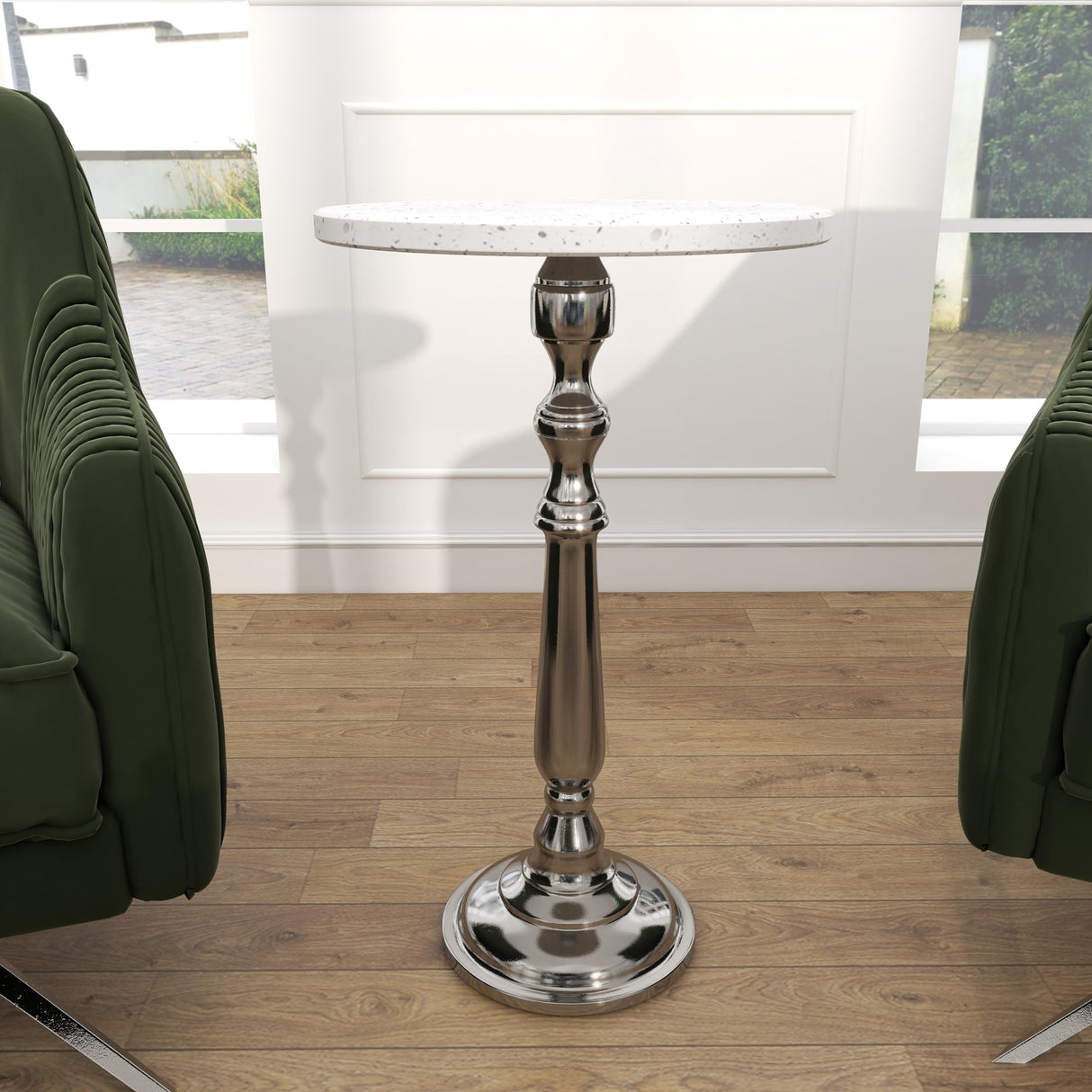 79 Terrazzo Stone Side End Accent Table End Table with Marble Top, Side Table 13" x 13" x 25"