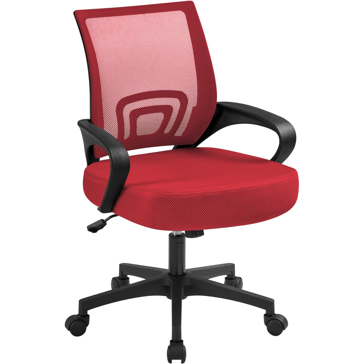 Office Chair Desk Chair Mid Back Mesh Task Chair Computer Chair Ergonomic Rolling Swivel Chair Adjustable Executive Chair with Lumbar Support Armrests, Red