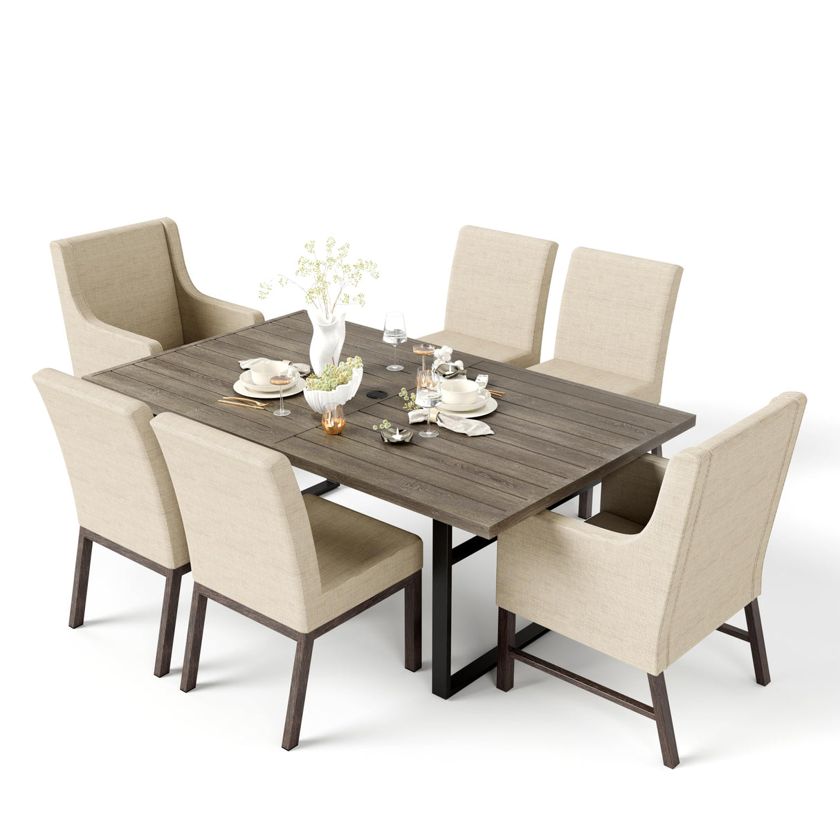 7-Piece Outdoor Dining Set, Patio Dining Furniture Set for 6