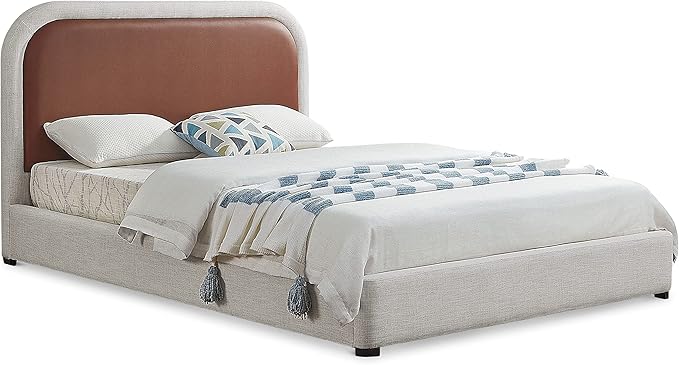 Blake Collection Modern | Contemporary Twin Bed with Soft Brown Vegan Leather, Rich