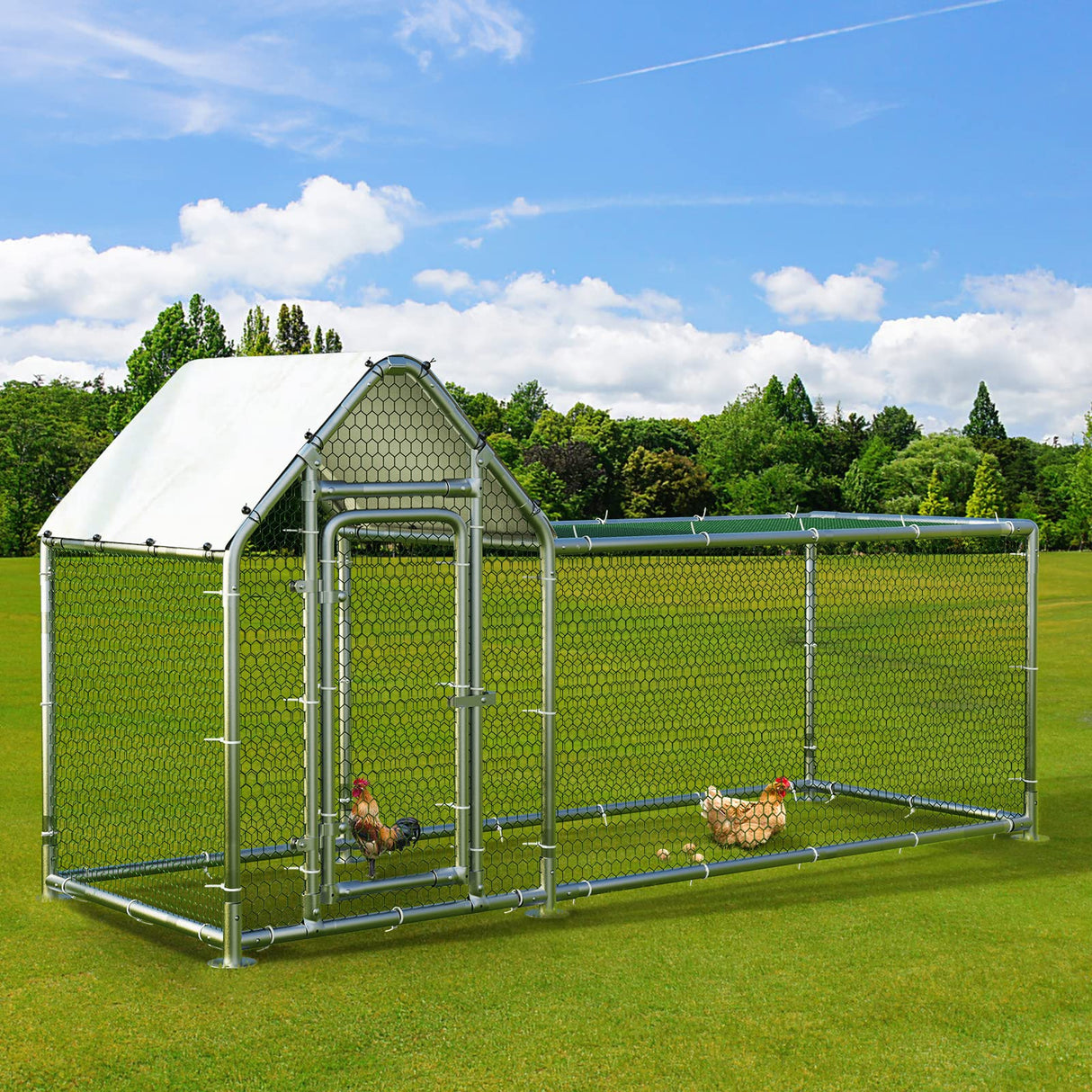 Heavy-Duty Galvanized Steel Chicken Coop with PVC-Coated Wire Mesh