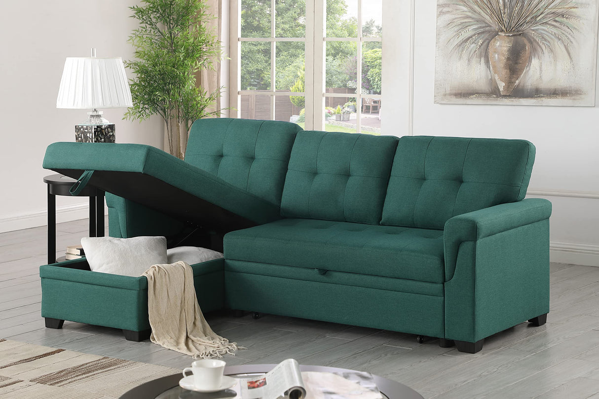 Lucca Green Sectional Sleeper Sofa - Versatile Sleeper Couch & Sofa