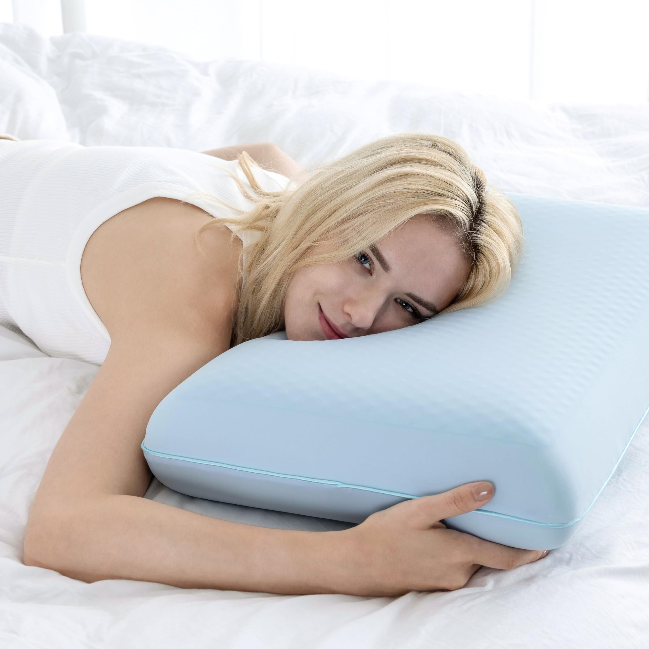 Cooling Memory Foam Pillow with Two-Sided Reversible Cover, Neck Support for Back