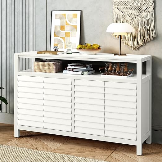 Sideboard Buffet Cabinet with 4 Doors&Shelves, Accent Storage Cabinet with Decorative