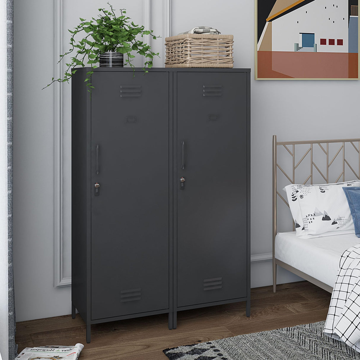 Metal Storage Cabinet, Steel File Locker with 3 Shelves 59.06-inch high for School