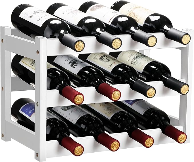 Rustic Wood & Metal Wine Rack – 6 Bottle Countertop Holder