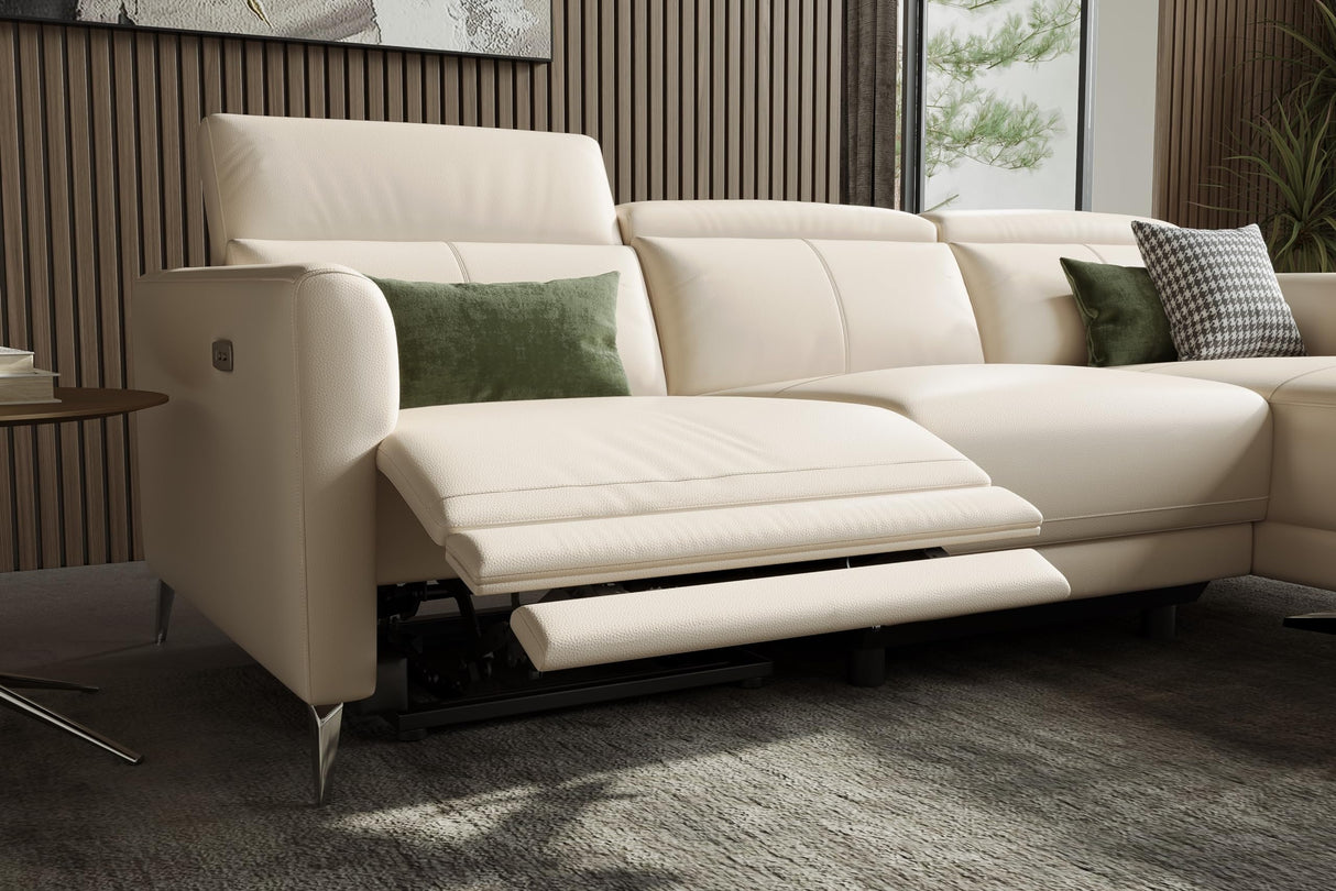 Andria Leather Reclining Sectional Sofa, 3 Seater Couch