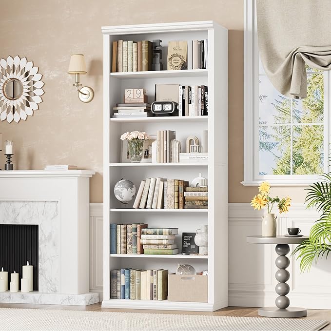 Bookcase and Bookshelves, 28" W Tall Bookshelf with Elegant Design