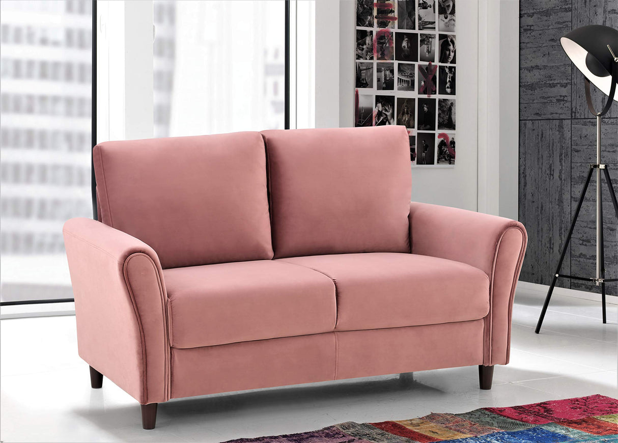 Celestia Mid Century Modern Upholstered Sloped Arms Living Room, Loveseat & Sofa