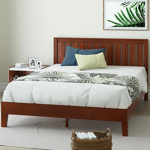 Vivek Deluxe Wood Platform Bed Frame with Headboard