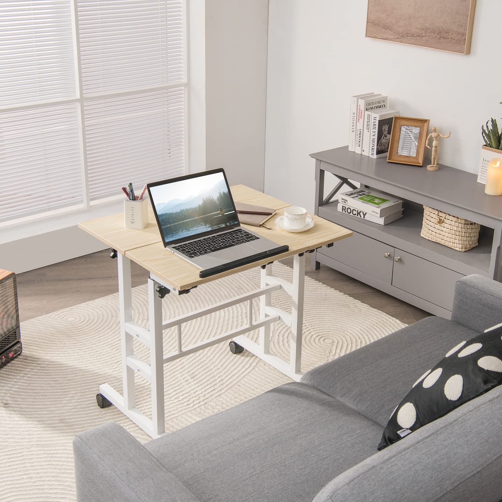 Mobile Standing Desk Stand Up Desk, Height Adjustable Home Office Desk with Standing