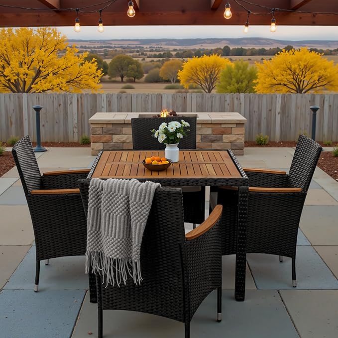 9 Pieces Outdoor Patio Dining Set, Conversation Sets with 1 Table and 8 Rattan Chairs