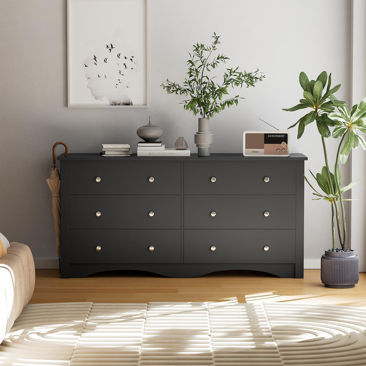 6 Drawer Dresser Chests for Bedroom, Storage Dressers Organizer with Anti-Tilt Devices