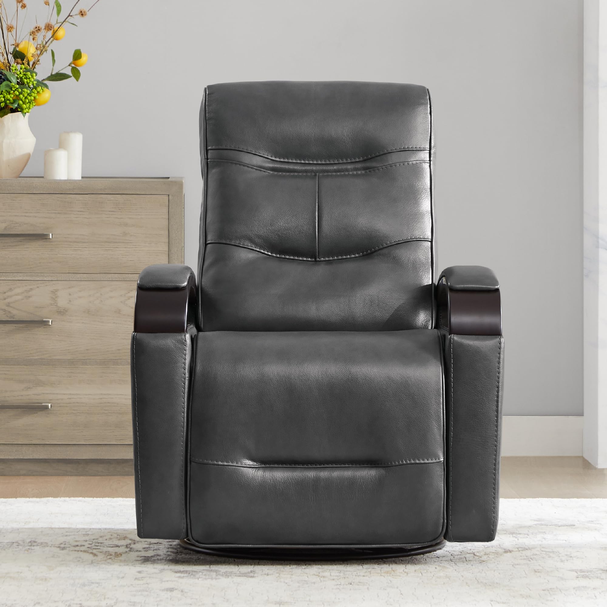 ChitaLux Power Glider Swivel Recliner Chair – Leather, USB & Power Headrest
