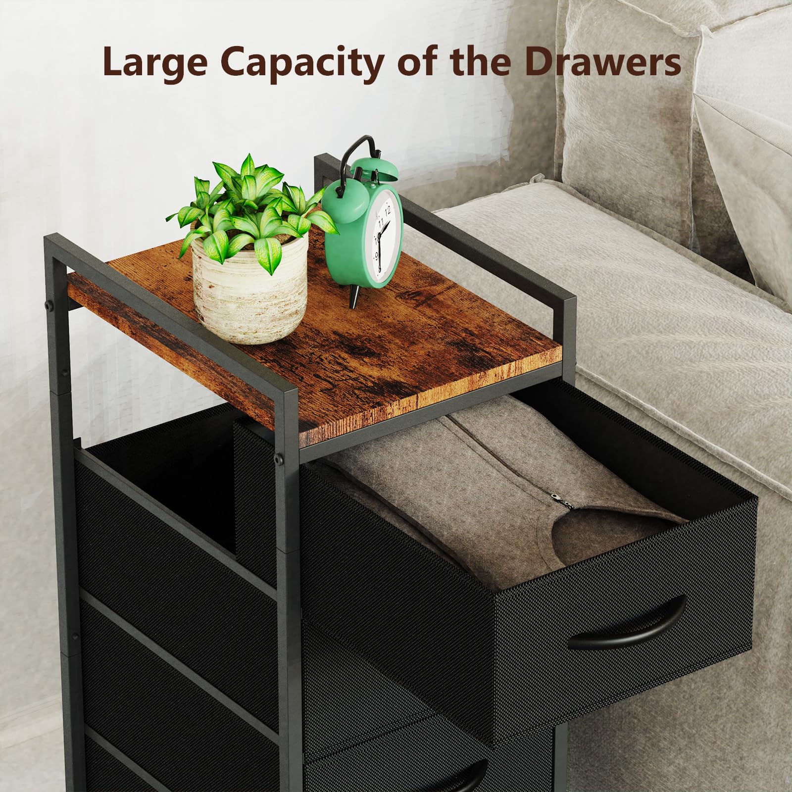 Dresser with 4 Drawers Fabric Storage Dresser Small Chest of Drawers