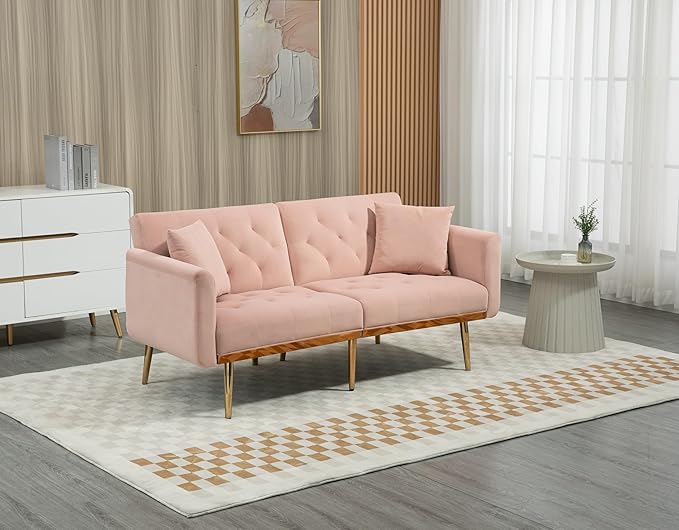 Mid-Century Modern Velvet Loveseat, Petite Accent Sofa Couch