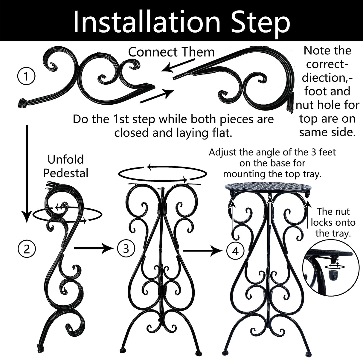 Florence 22.5" Wrought Iron Decorative Plant Stand