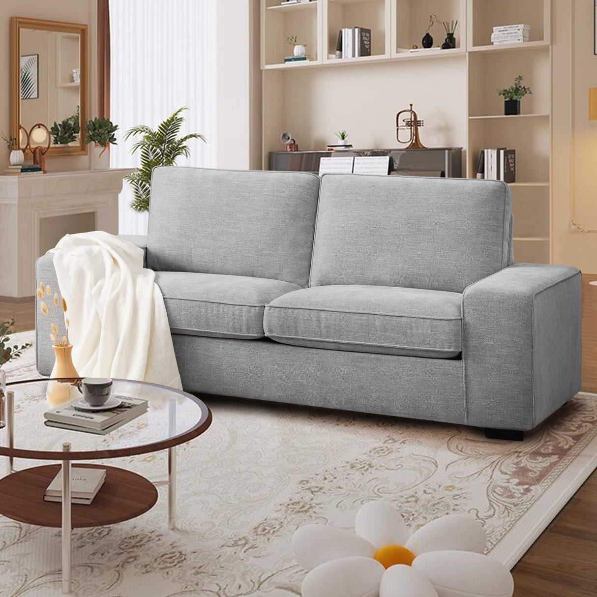 71.25" Modern Sofas for Living Room, Chenille Loveseat Couch with Solid Wood
