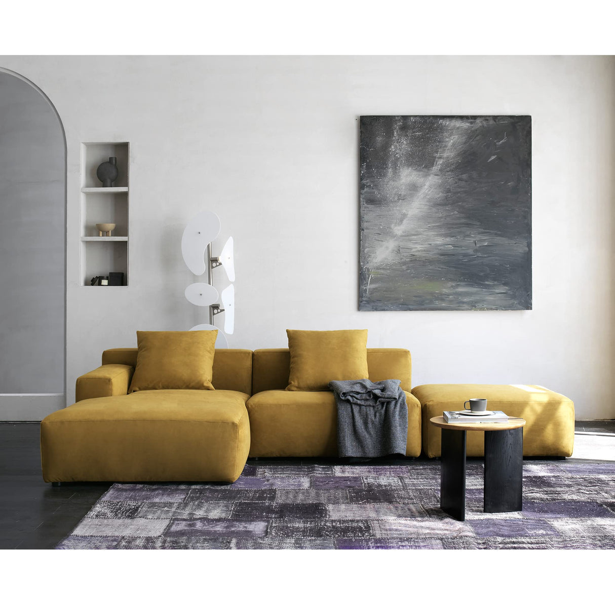 Luxury Modern Modular L-Shape Sectional Sofa Set, 3 Seat Upholstered Couch