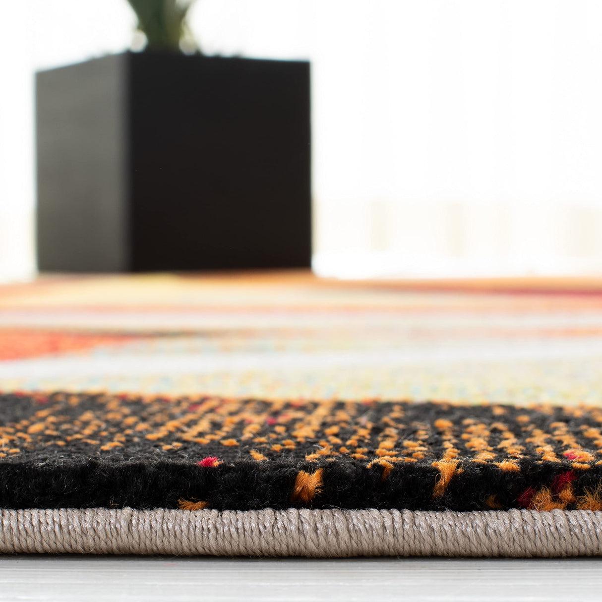 Porcello Collection Area Rug - 8' x 10', Orange & Red, Modern Abstract Design