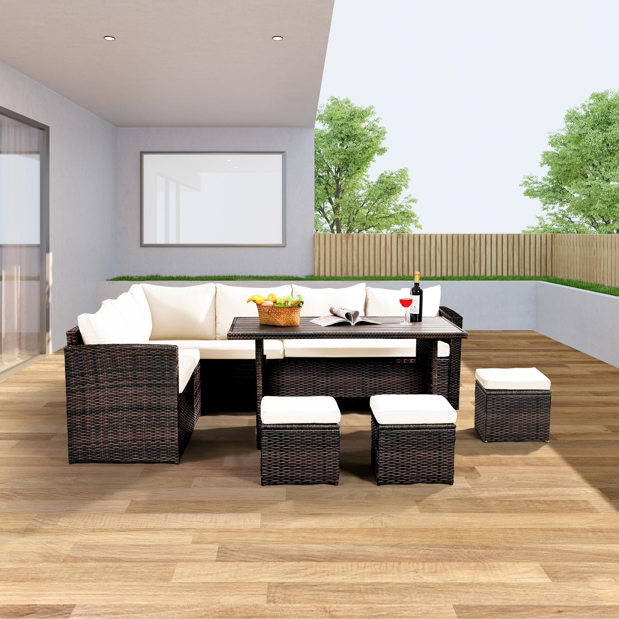 Patio Furniture Set, 7 Pieces Outdoor Patio Furniture with Dining Table&Chair