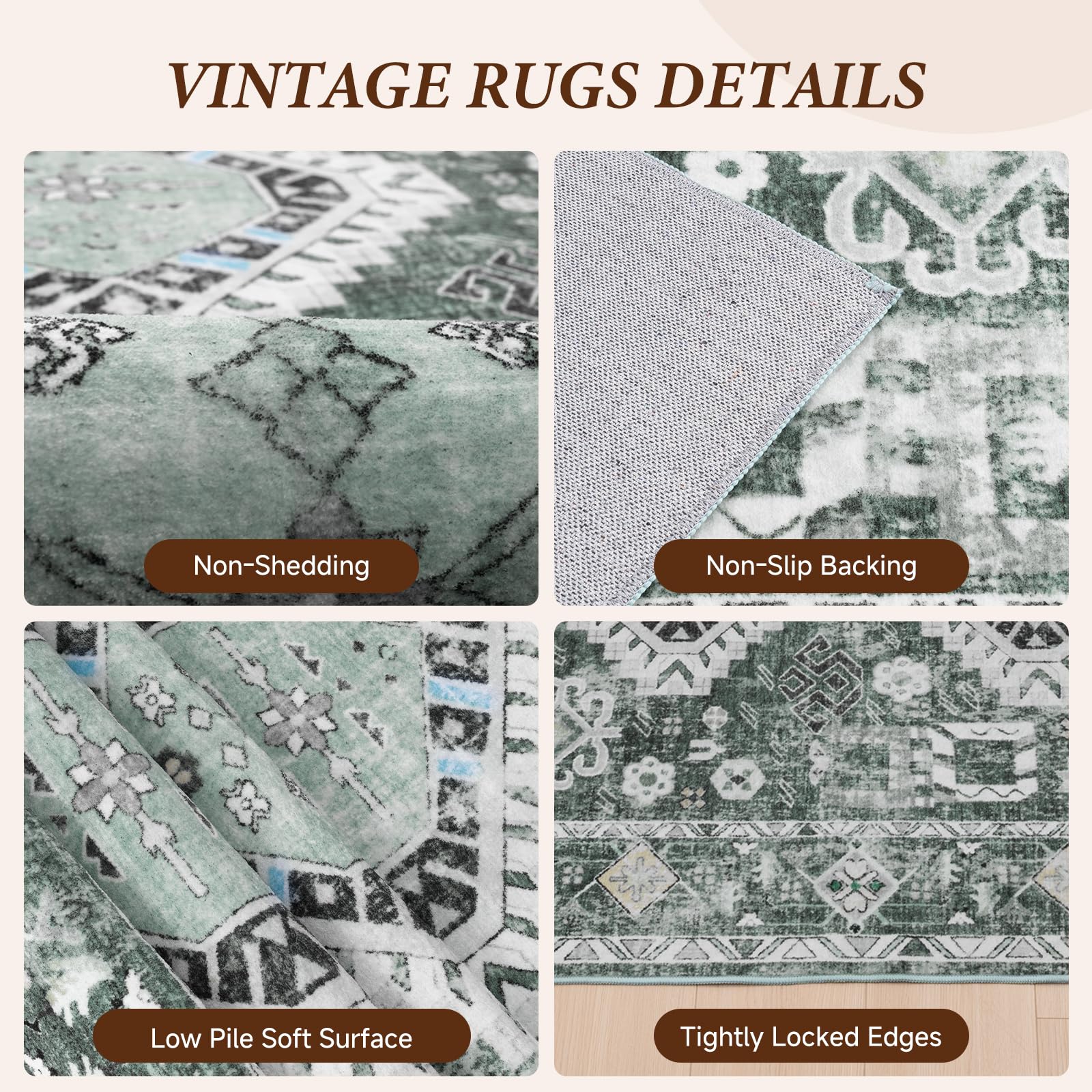 Washable Rugs Area Rugs - 5x7 Washable Area Rugs for Living Room Bedroom Dining Room Kitchen Non-Slip Rugs,
