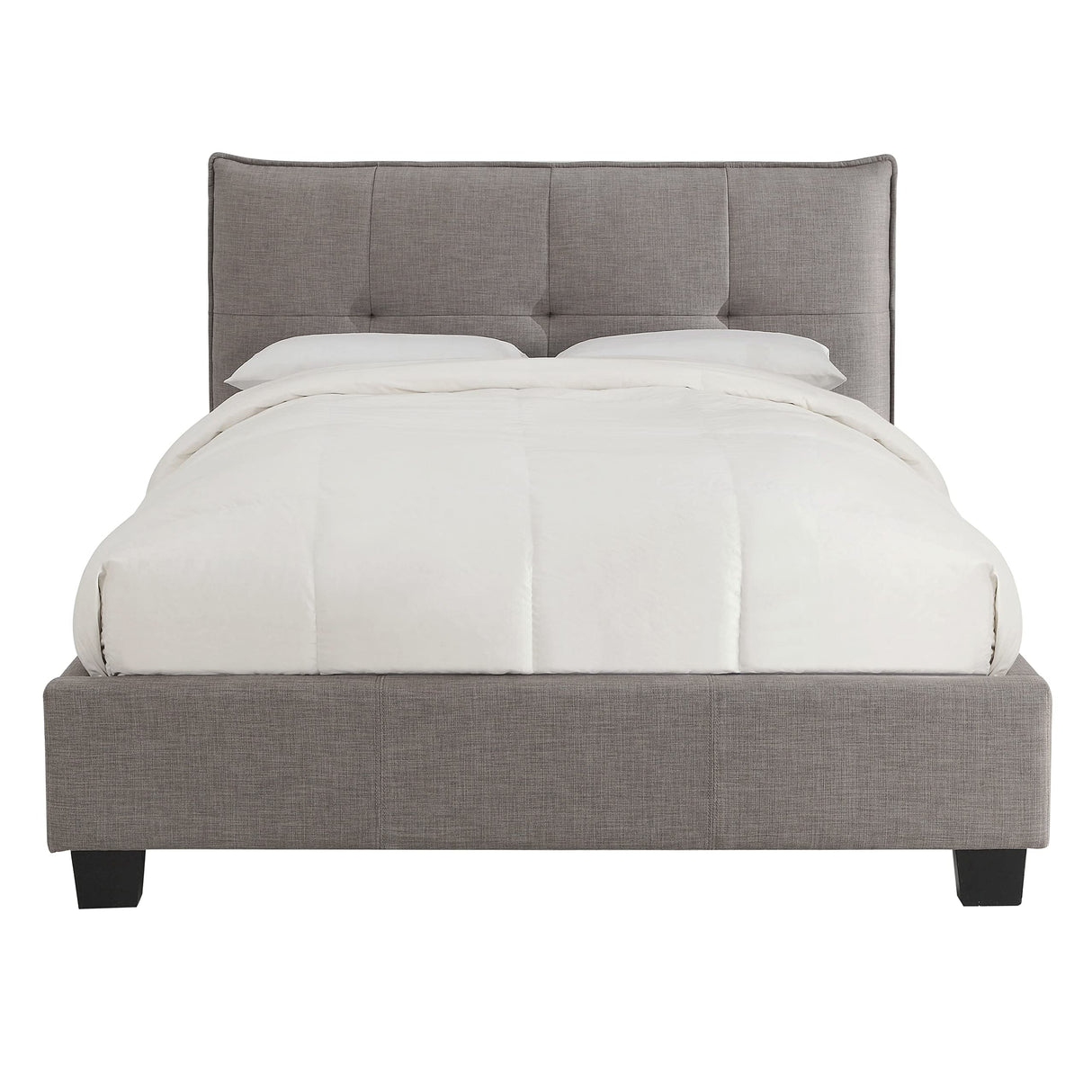 Modus Furniture Solid Wood Upholstered Platform Bed, King, Adona - Dolphin Linen