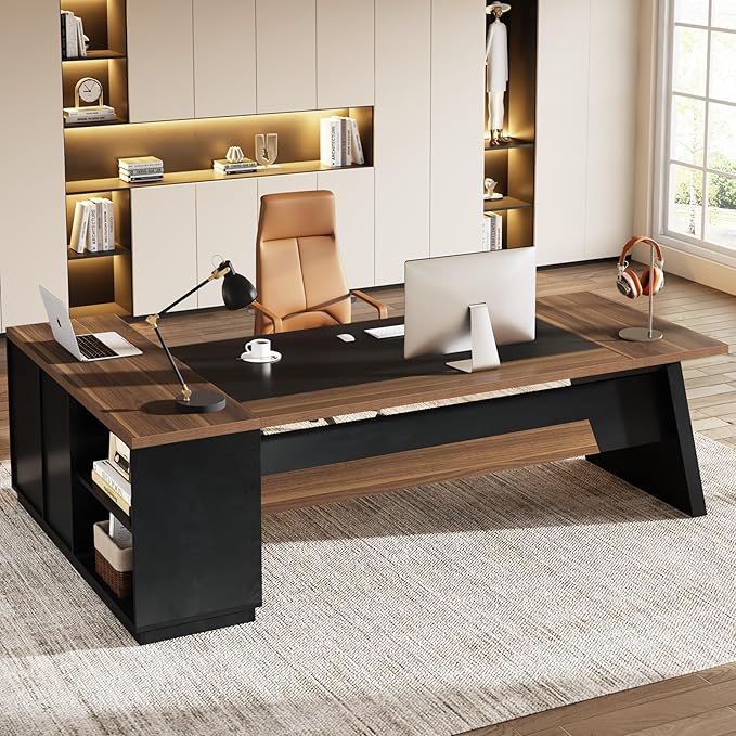 78" L-Shaped Executive Desk, Large Modern Office Desk