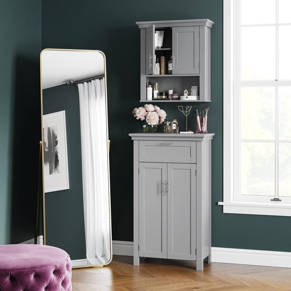 Somerset Two-Door Floor Cabinet, Gray