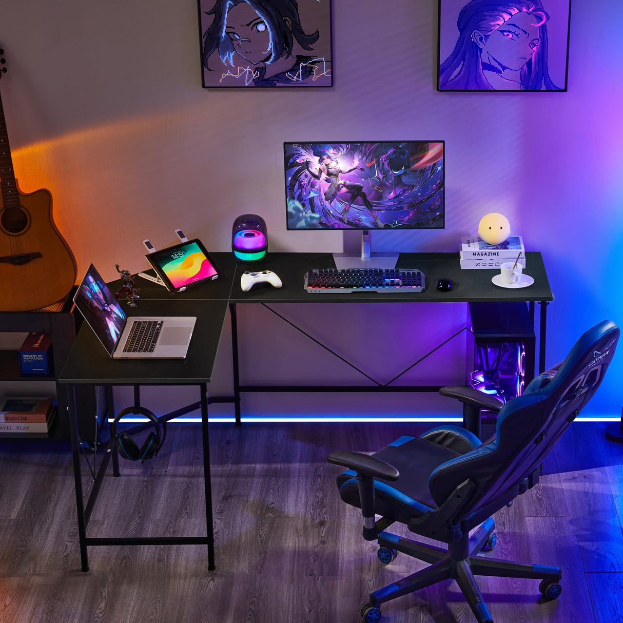 L Shaped Desk,66 Inch,Corner Desk for Home Office,Computer Gaming Table