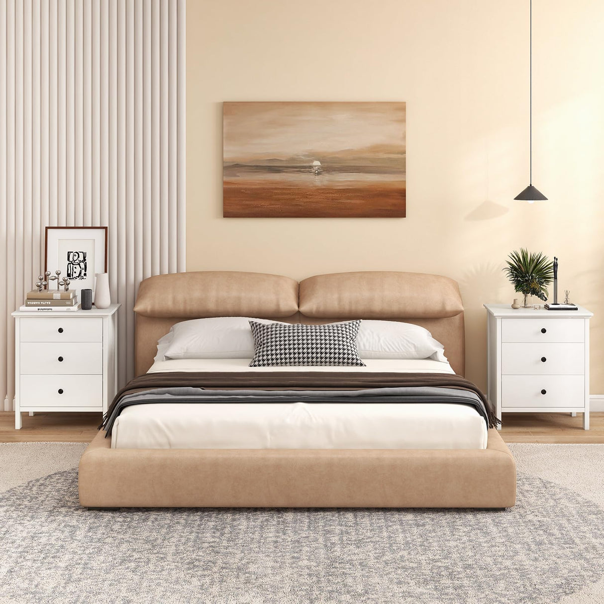 Nightstand with 3 Drawers Set of 2, Wooden Side End Table