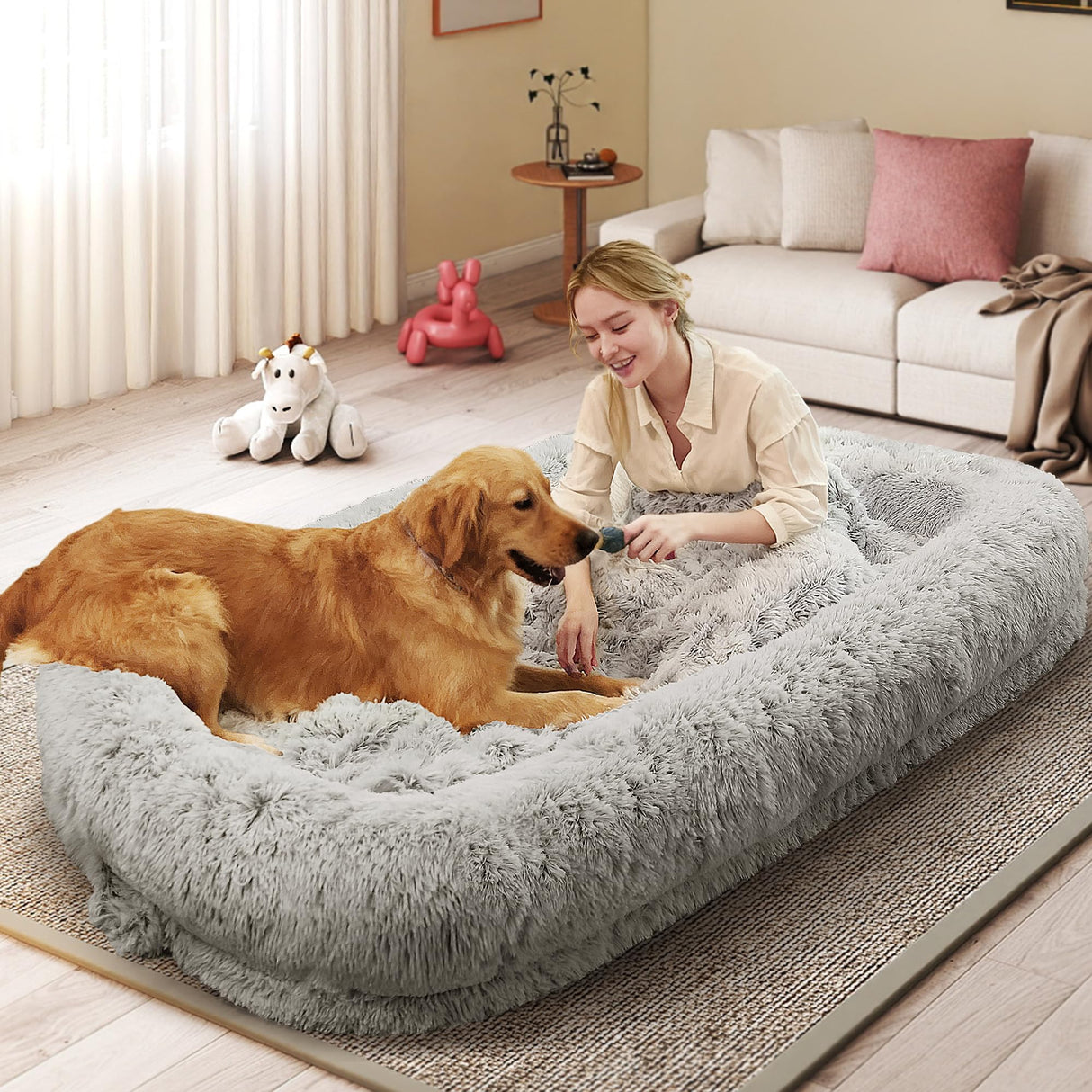 Human Dog Bed for Adults - Orthopedic Memory Foam, 76" Long