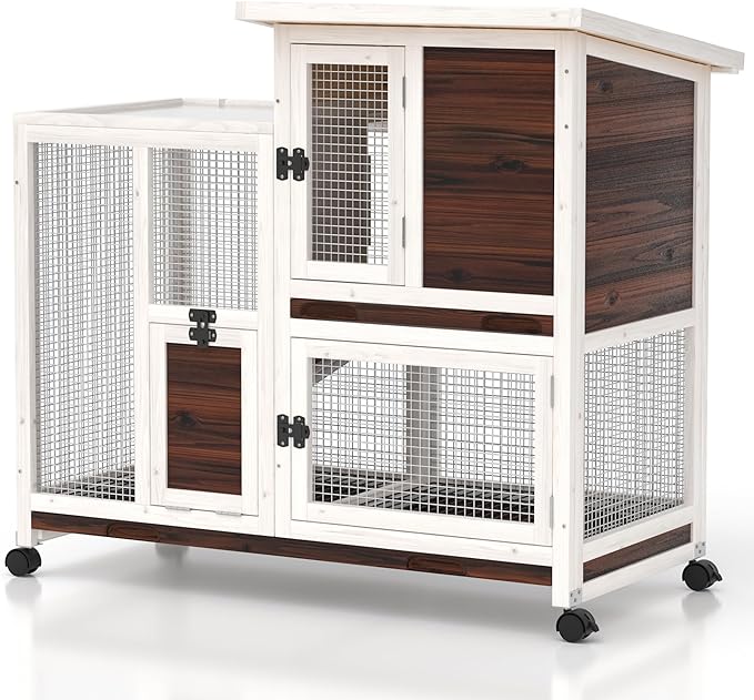 Rabbit Hutch Indoor Bunny Cage Outdoor Wooden Guinea Pig House