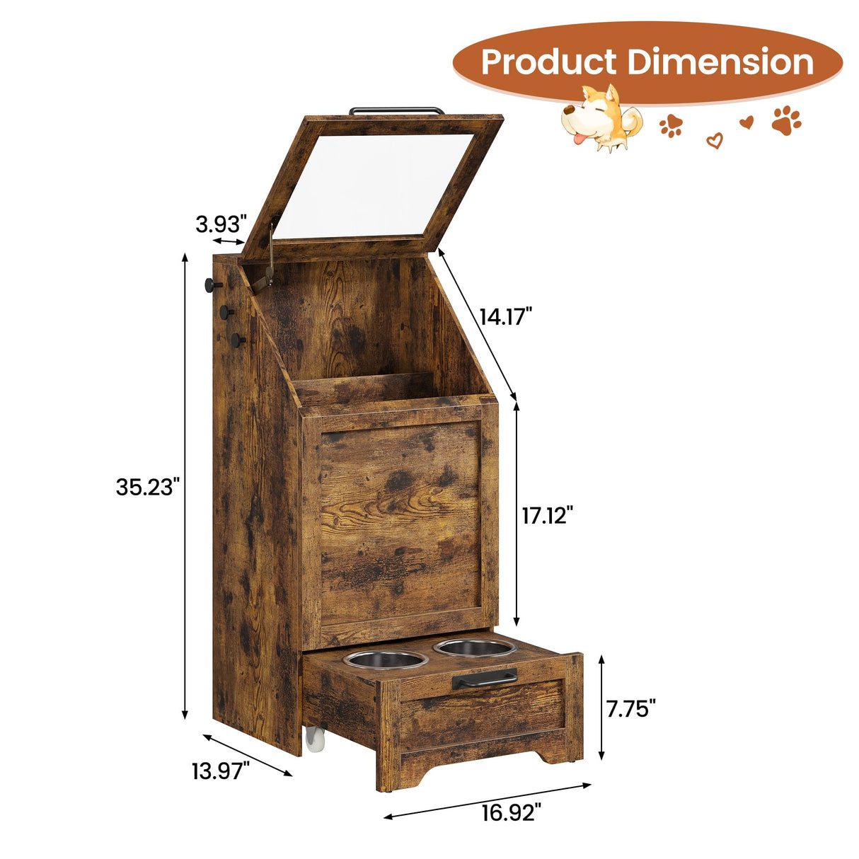 Dog Feeding Station with Storage - Elevated Bowls & Food Cabinet