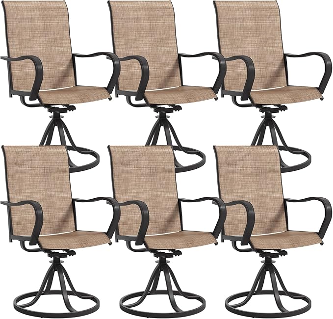 Patio Chairs, Swivel Outdoor Chairs Set of 2, Textilene Outdoor Swivel Rocker Patio Chairs