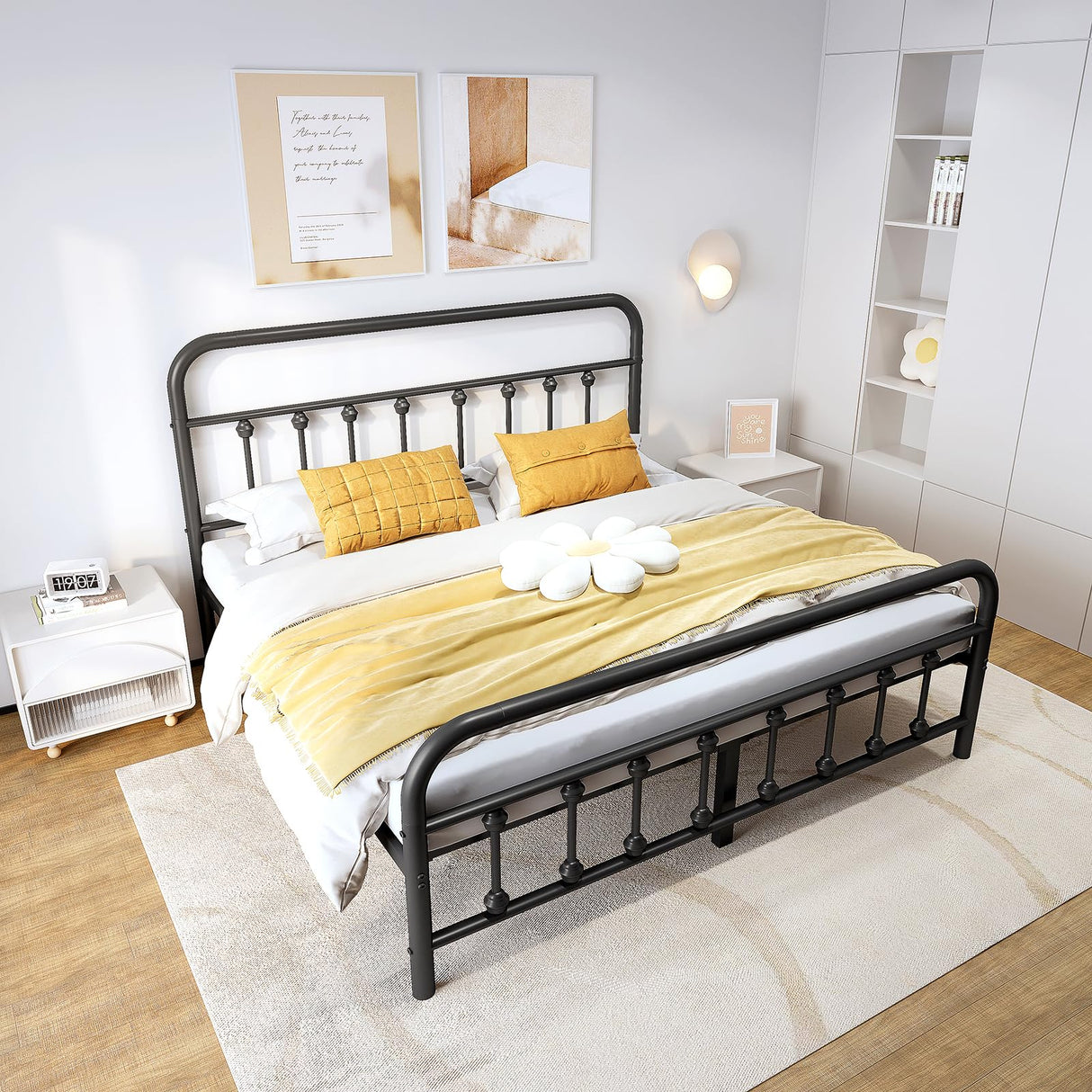 Queen Metal Bed Frame with Headboard - 14 Inch Heavy Duty Platform