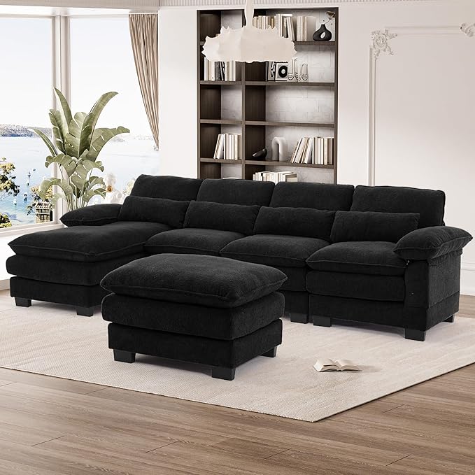114" U Shape Sectional Sofa Cloud Couch for Living Room