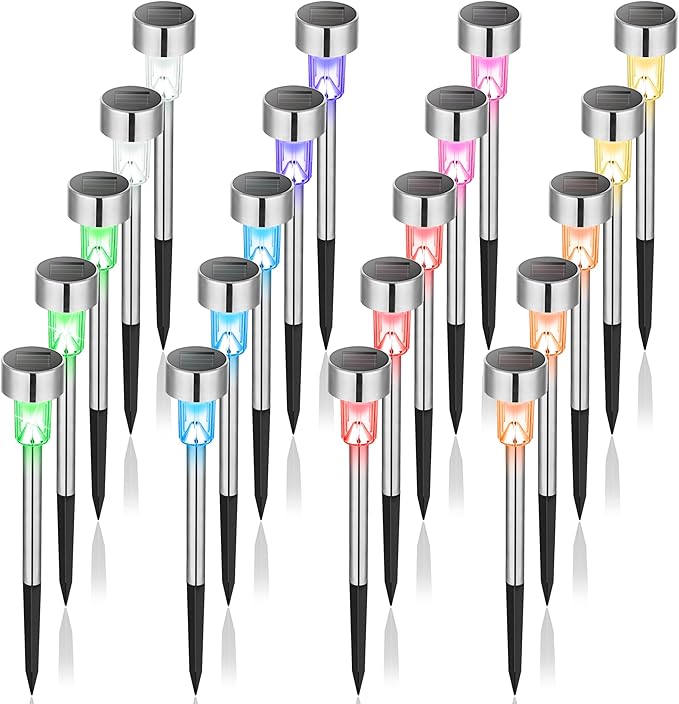 Solar Lights Outdoor Waterproof, 12 Pack, Stainless Steel LED Solar Garden Lights for Patio