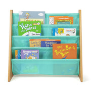 Seafoam Green/Natural Kids Bookshelf 4 Tier Book Organizer
