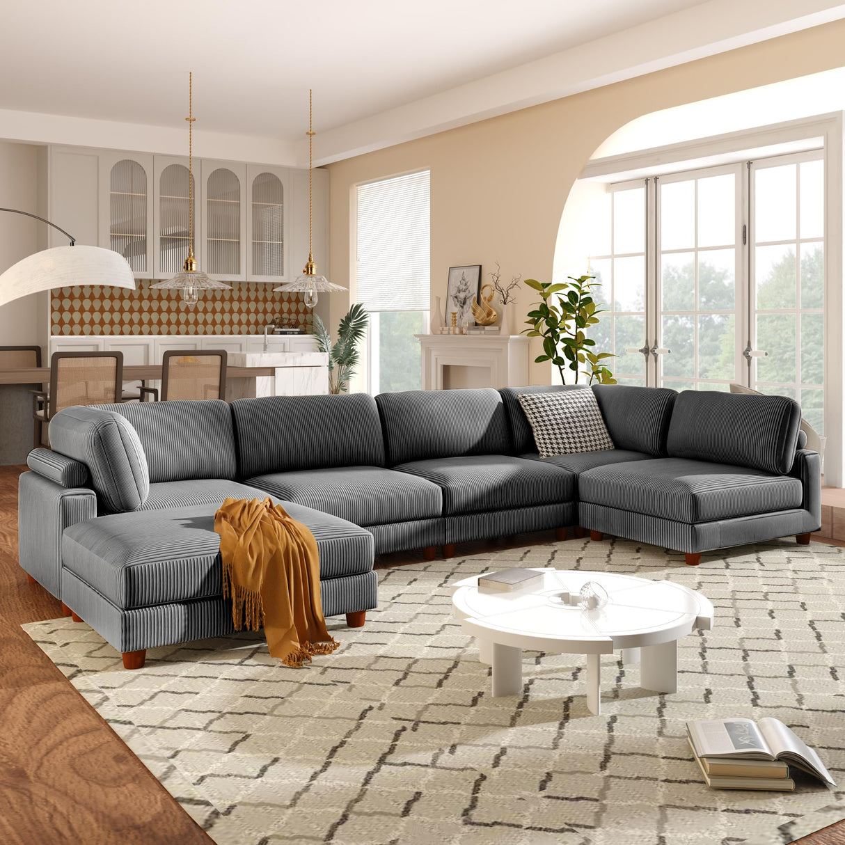 122.8" Modular Sectional Sofa Couch with Moveable Ottoman
