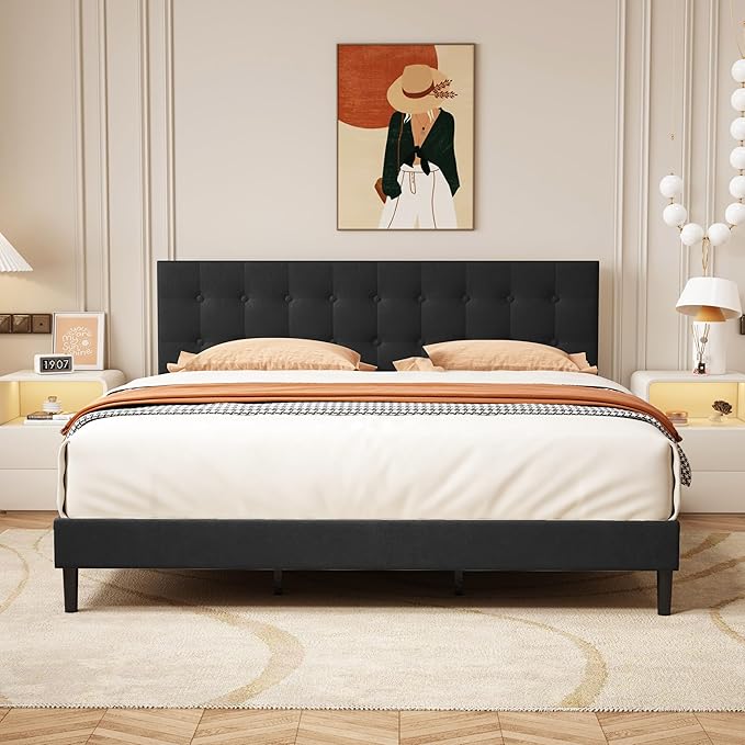Twin Size Upholstered Platform Bed Frame